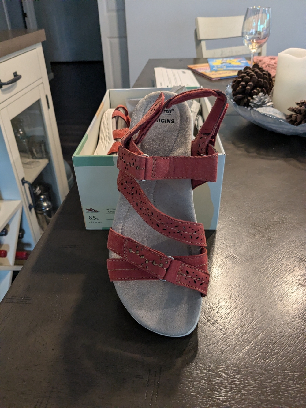 Earth Origins Women's Red Multi-Strap Casual Sandal